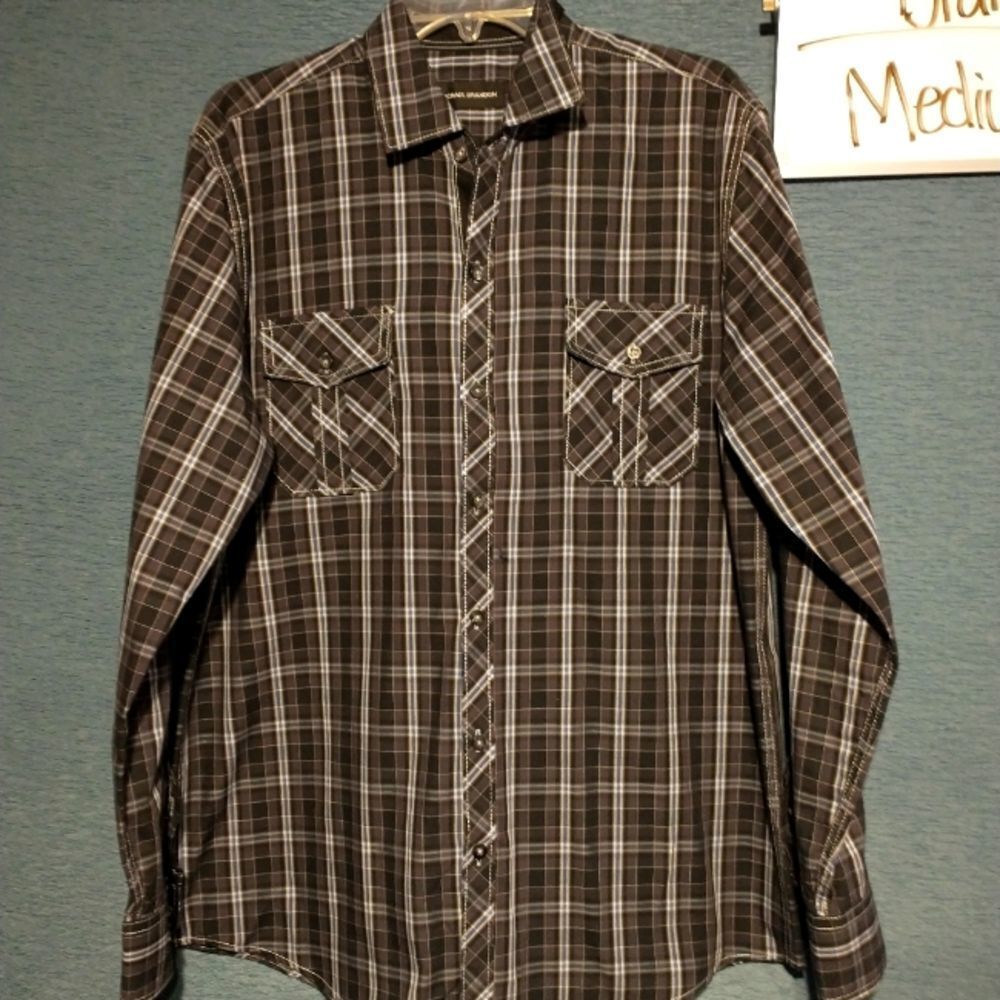 Michael Brandon button-down plaid shirt medium